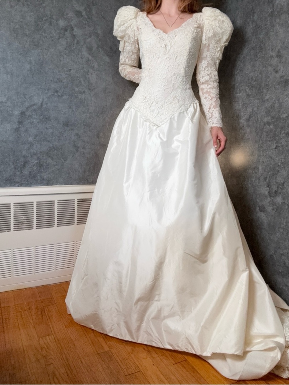 Authentic 1989 Kleinfeld Bridal Silk Wedding Gown | Brooklyn Era | Puff Sleeves